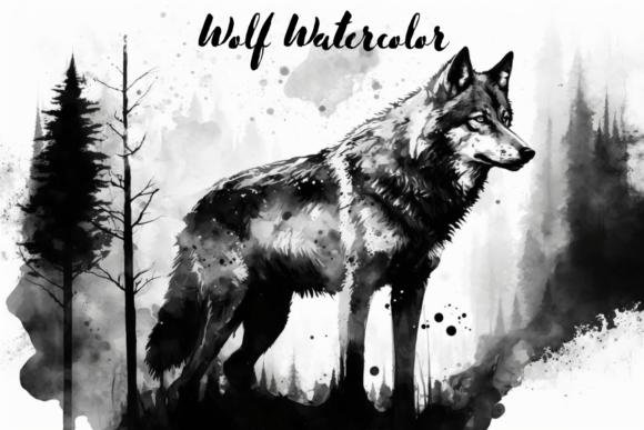 Download Wolf Black and White Watercolor - Watercolor Collection