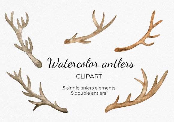 Download Watercolor Boho Deer Antlers Clipart - Watercolor Collection