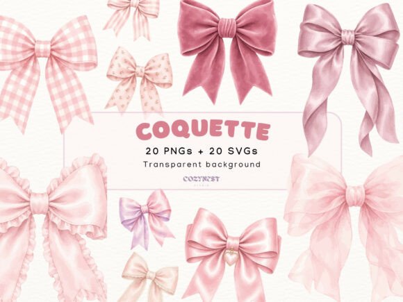 Download Coquette Bow Watercolor Cliparts, Pink - Watercolor Collection