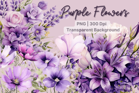 Download Purple Flowers Watercolor Flower Clipart - Watercolor Collection