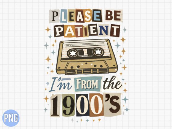 Download Patient 1900s Retro Cassette PNG T-SHIRT - Cassette Collection