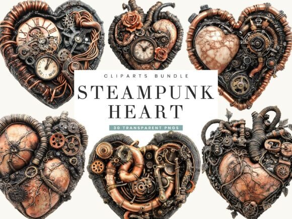 Download Watercolor Steampunk Heart Clipart - Watercolor Collection
