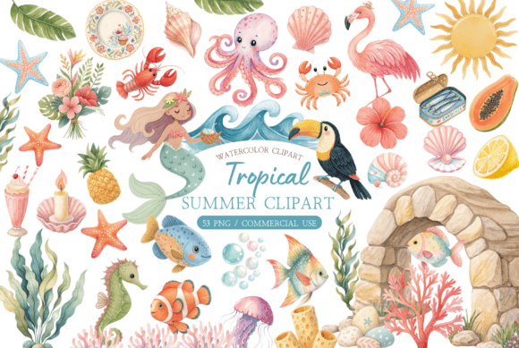 Download Watercolor Ocean Animal Clipart Bundle - Watercolor Collection