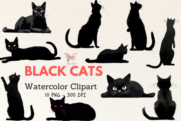 Download Black Cat Watercolor Cliparts - Watercolor Collection