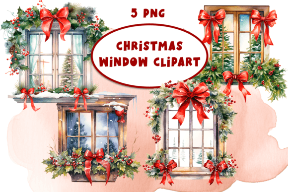 Download Watercolor Christmas Window PNG Clipart - Watercolor Collection
