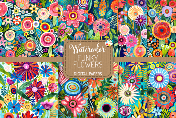 Download Funky Flowers - Watercolor Patterns - Watercolor Collection