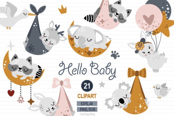 Download Newborn Animals Svg, Baby Shower Set - Newborn Collection