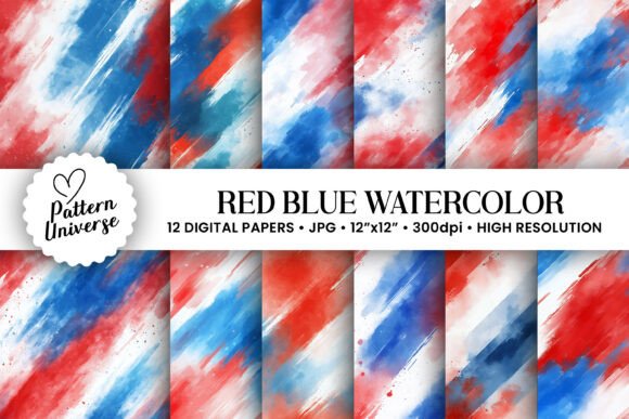 Download Red Blue White Watercolor Pattern - Watercolor Collection