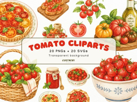 Download Tomato Watercolor Cliparts, Garden PNG - Watercolor Collection