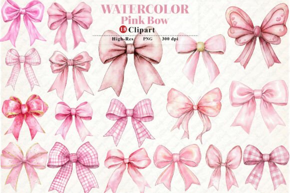 Download Pink Bow Clipart, Watercolor Bow Clipart - Watercolor Collection