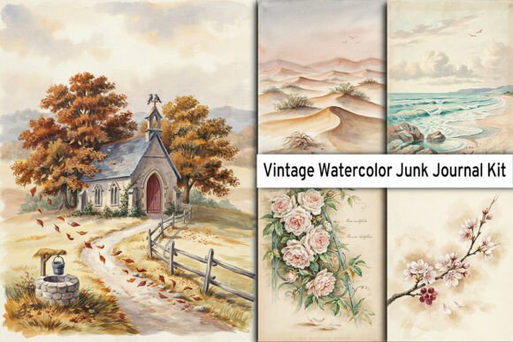 Download Vintage Watercolor Junk Journal Kit - Watercolor Collection