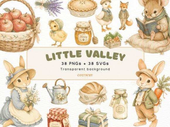 Download Little Valley Watercolor Cliparts, PNG - Watercolor Collection