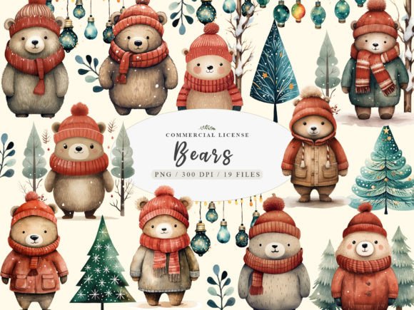 Download Boho Watercolor Bear Clipart,Winter Bear - Watercolor Collection