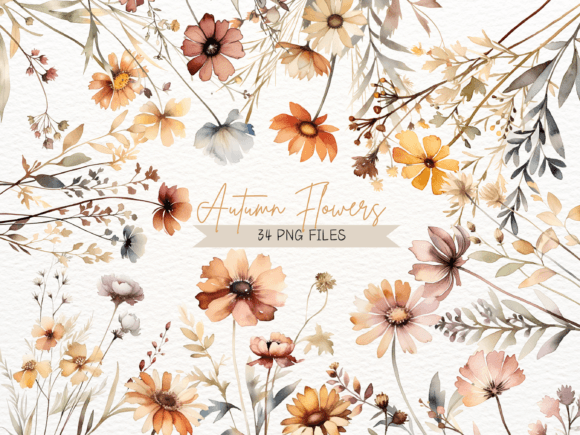 Download Watercolor Autumn Flowers PNG Clipart - Watercolor Collection