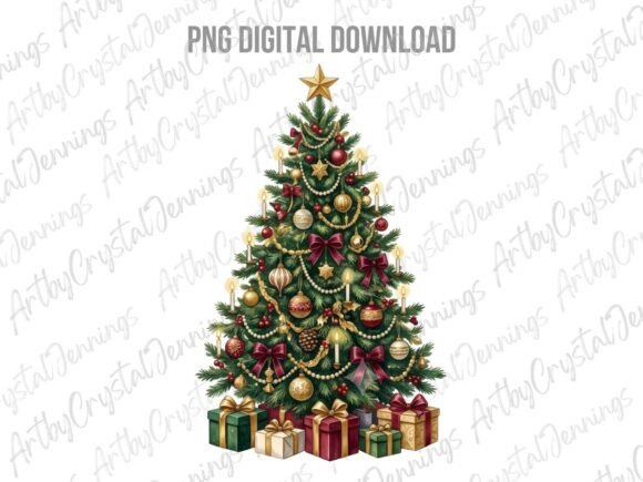 Download Vintage Watercolor Christmas Tree PNG - Watercolor Collection