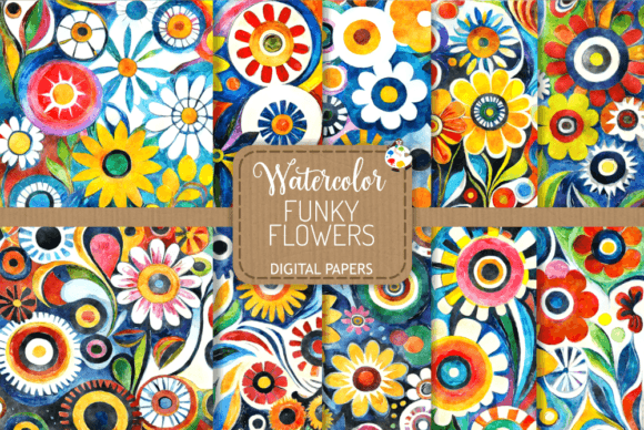 Download Funky Flowers Set 4 - Watercolor Papers - Watercolor Collection