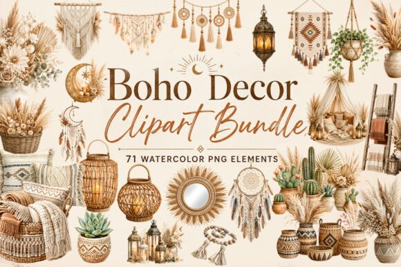 Download Boho-decor-watercolor-png-bundle-71-pack - Watercolor Collection