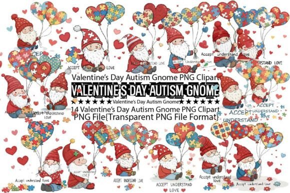 Download Valentine’s Day Autism Gnome PNG Bundle - Premium Resources