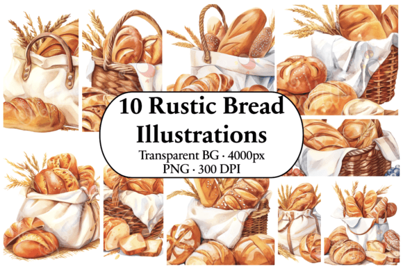 Download Artisan Bread Clip Art Watercolor Set - Watercolor Collection