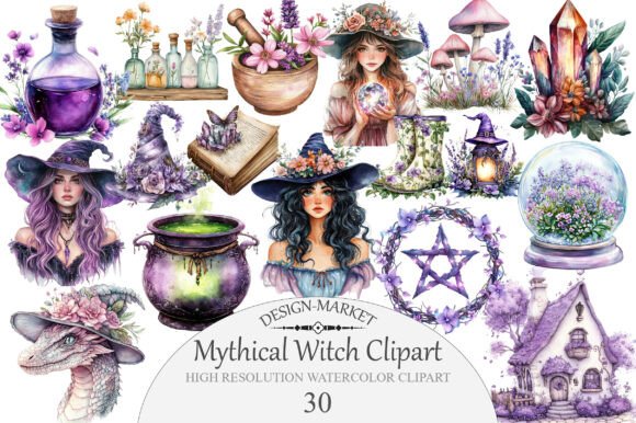 Download Watercolor Mythical Witch Clipart - Watercolor Collection
