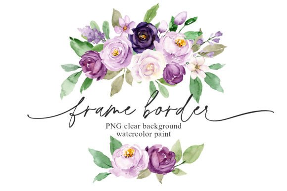 Download Frame Border, Violet Watercolor Flowers. - Watercolor Collection