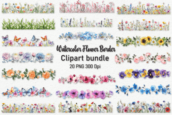 Download Watercolor Flower Borders Clipart Bundle - Watercolor Collection