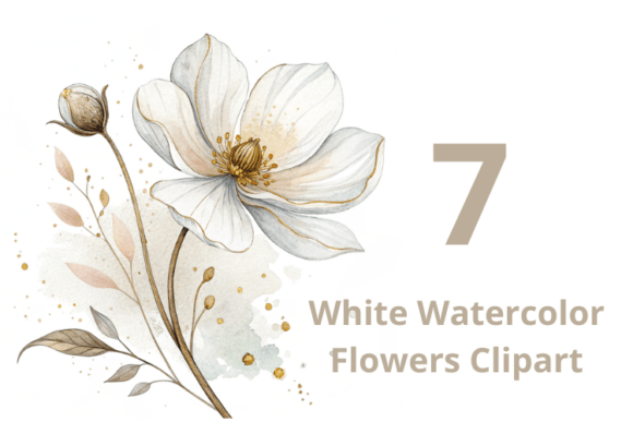 Download 7 White Watercolor Flowers - Watercolor Collection