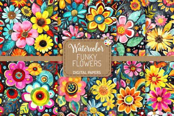 Download Funky Flowers Set 2 - Watercolor Papers - Watercolor Collection