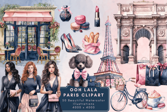 Download Ooh LaLa Paris Watercolor Clipart - Watercolor Collection