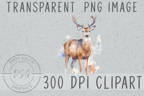 Download Watercolor Deer Buck Antlers Stag - Watercolor Collection