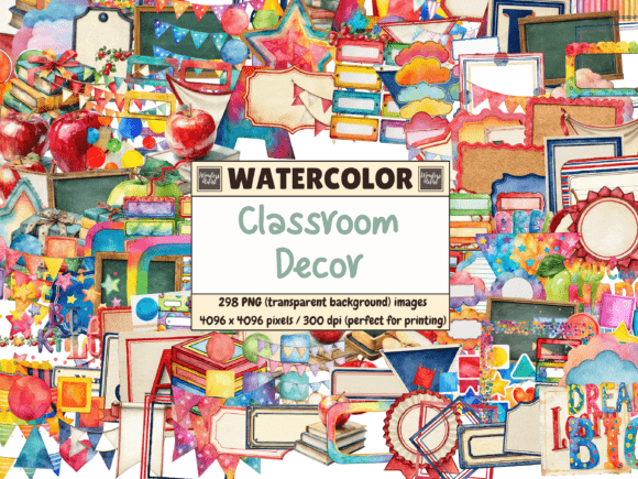 Download Classroom Decor Watercolor Clipart - Watercolor Collection