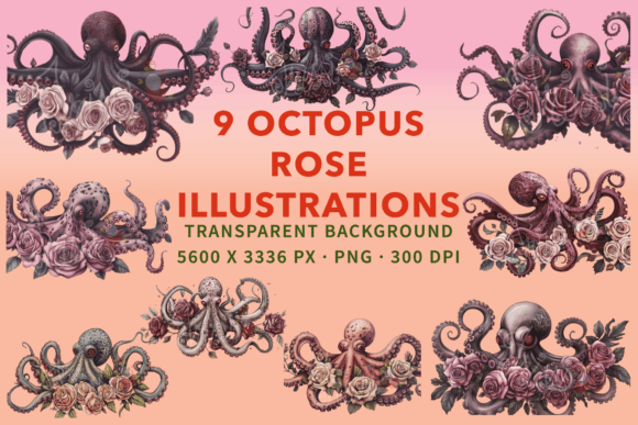 Download Octopus Rose Watercolor Clip Art Images - Watercolor Collection