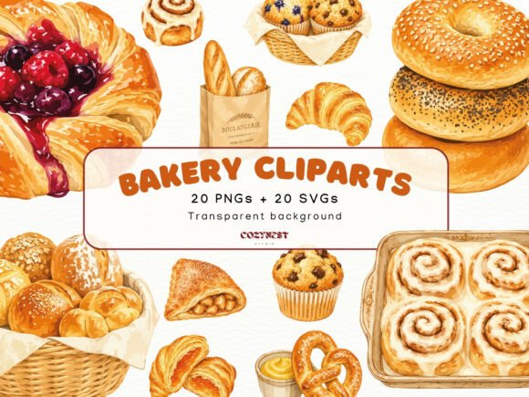 Download Bakery Watercolor Cliparts, Pastries PNG - Watercolor Collection