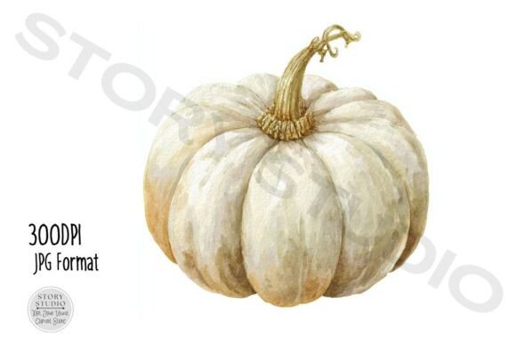 Download White Pumpkin Watercolor Clip Art Set - Watercolor Collection