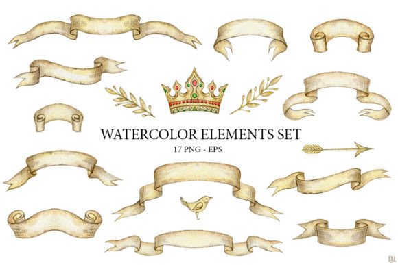 Download Watercolor Vintage Elements Set - Watercolor Collection