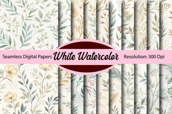 Download White Watercolor Seamless Digital Paper - Watercolor Collection
