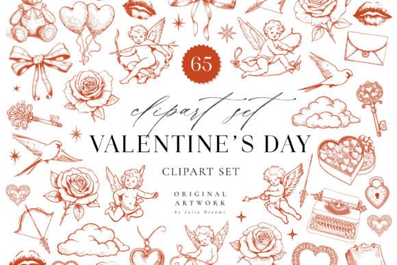 Download Valentines Day Clipart Vintage Elements - Valentines day Collection