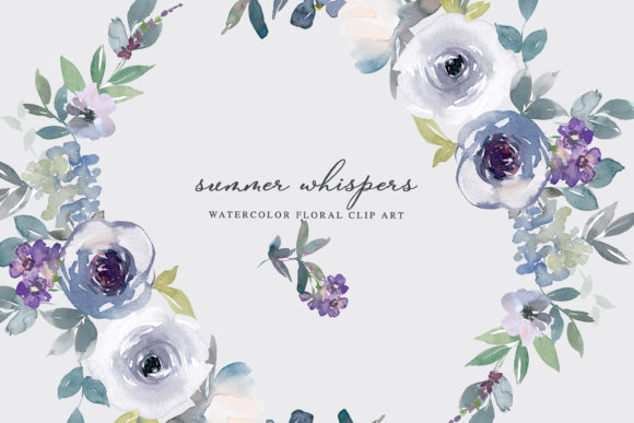 Download Blue Purple and White Watercolor Floral - Watercolor Collection