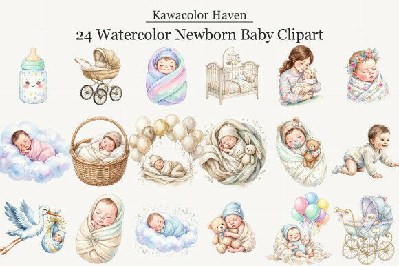 Download Watercolor Newborn Baby Clipart - Newborn Collection