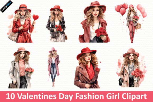 Download Valentines Day Fashion Girl Clipart - Valentines day Collection