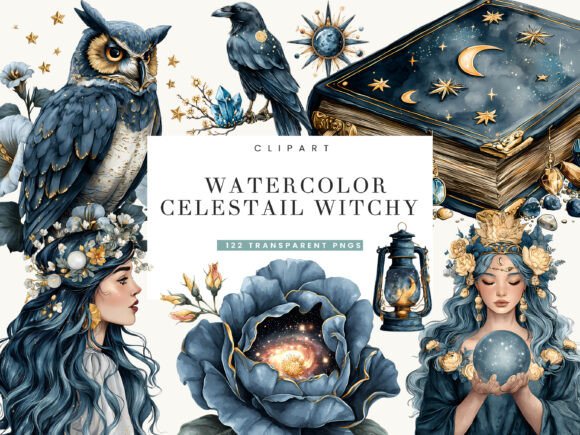 Download Watercolor Celestial Witchy Clipart - Watercolor Collection