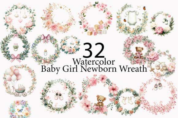 Download Baby Girl Newborn Wreath Clipart   - Newborn Collection