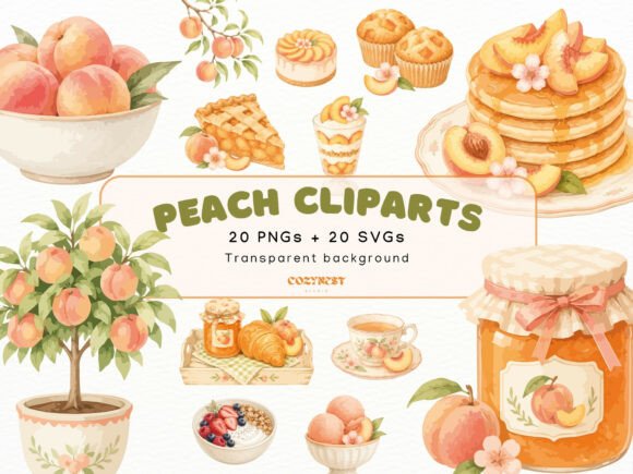 Download Peach Watercolor Cliparts, Desserts PNG - Watercolor Collection