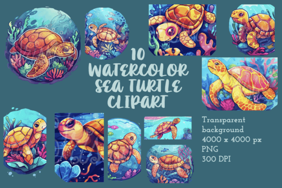 Download Clip Art Turtle Images Watercolor Ocean - Watercolor Collection