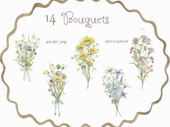 Download Watercolor Wildflower Bouquet Set - Watercolor Collection