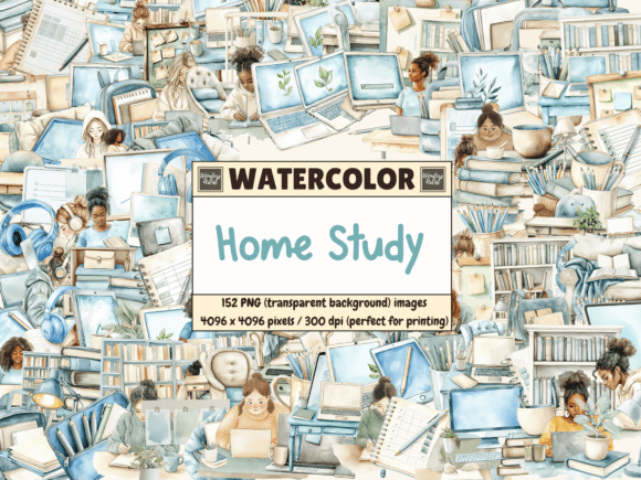 Download Home Study Watercolor Clipart - Watercolor Collection