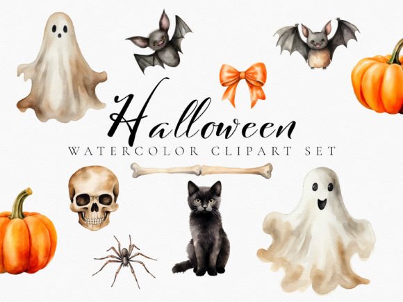 Download Watercolor Halloween Digital Clipart Set - Watercolor Collection