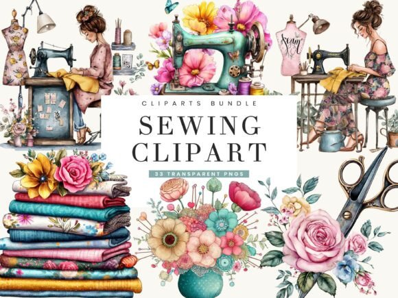Download Watercolor Sewing Clipart Bundle - Watercolor Collection