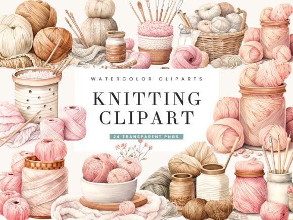 Download Watercolor Knitting Digital Clipart - Watercolor Collection