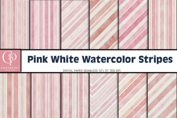 Download Pink White Watercolor Stripe Background - Watercolor Collection